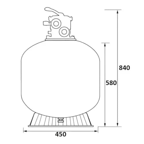 Фильтр   8м3/ч Jazzi T-Series 450мм мотаный c верхним вентилем 1 1/2" (040118)
