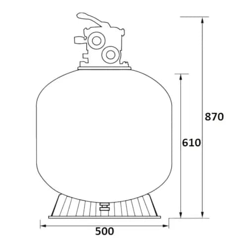 Фильтр  10м3/ч Jazzi T-Series 500мм мотаный c верхним вентилем 1 1/2" (040121)