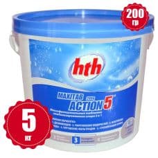 Многофункциональные таблетки стабилизированного хлора 5 в 1 HTH 5 кг по 200 гр maxitab action 5